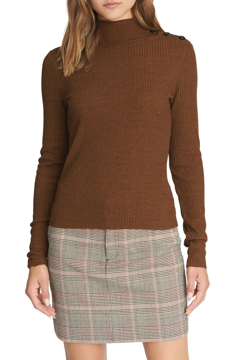 Sanctuary Mandy Button Detail Mock Turtleneck Sweater, Main, color,