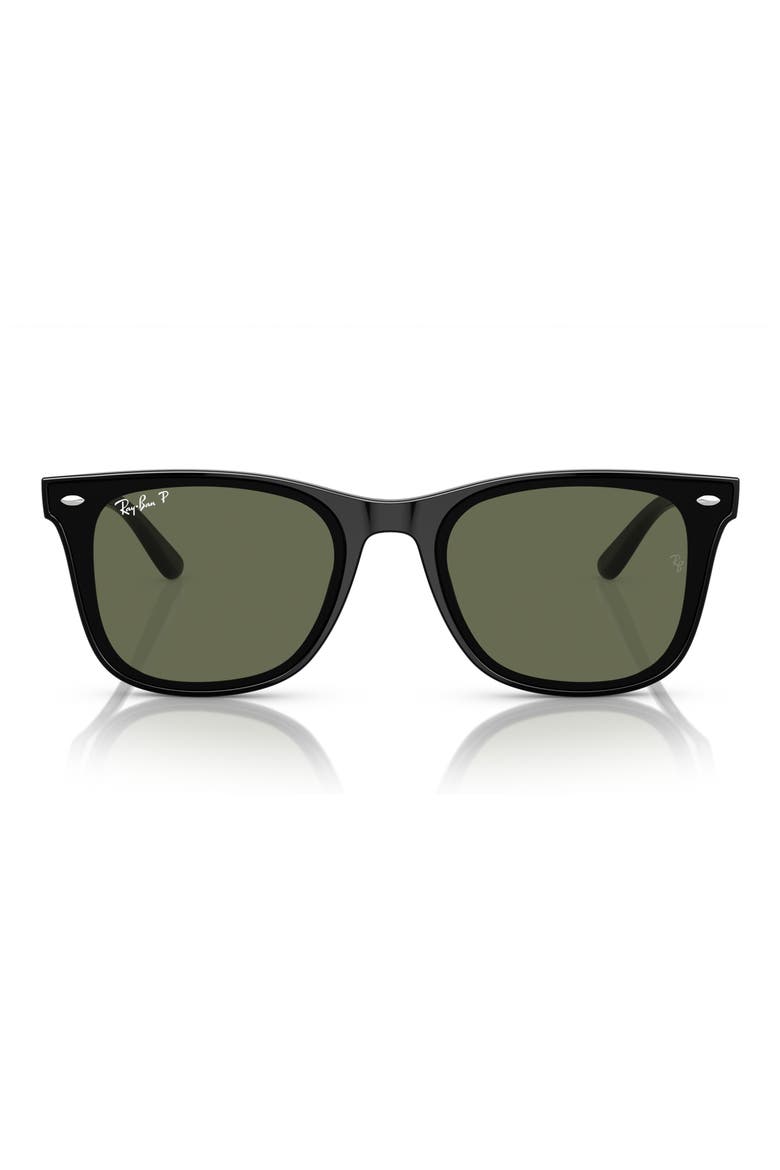 65mm Polarized Oversize Square Sunglasses, Main, color, BLACK