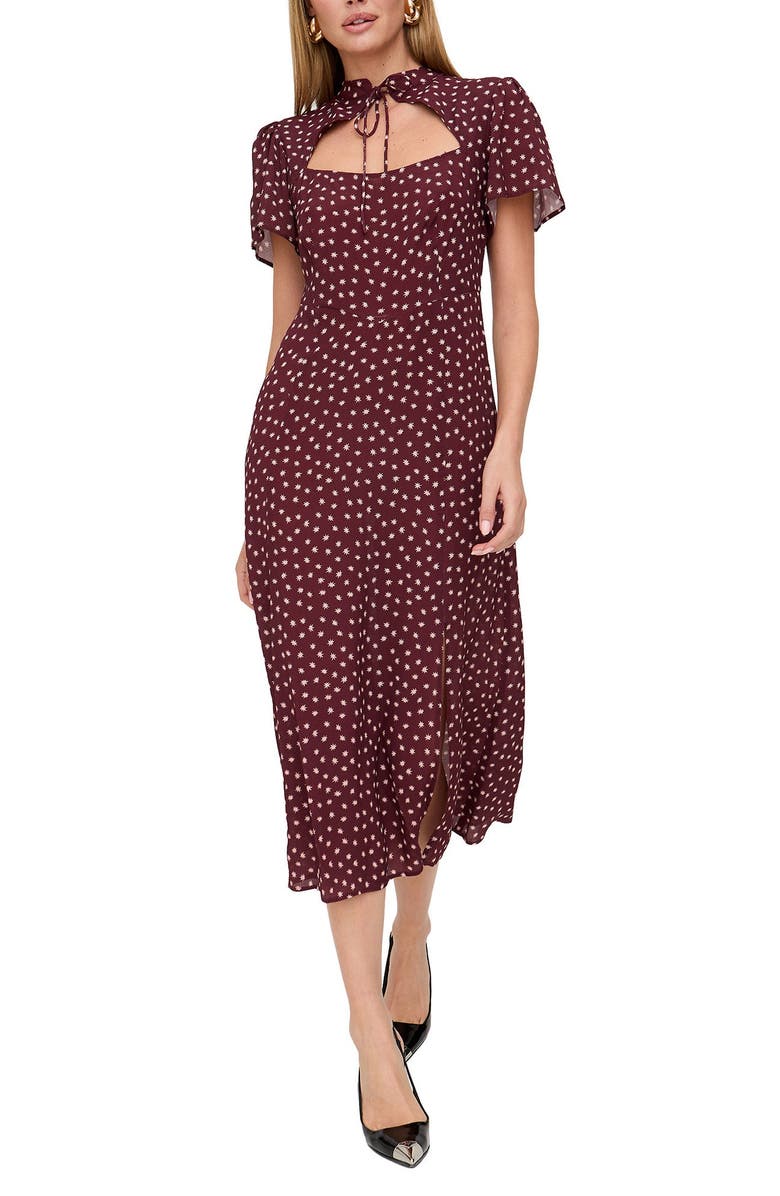 Lily and Lionel London Primrose Midi Dress, Alternate, color, Burgundy