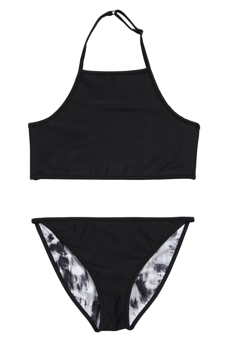 Reversible Two-Piece Swimsuit, Alternate, color, BLACK- WHITE TIE DYE