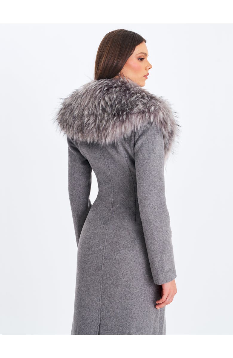 Miss Circle Faye Wool Blend Single-Breasted Coat with Removable Faux Fur Collar, Alternate, color, Grey