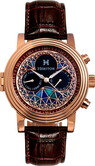 Legacy Leather-Band Watch w/Day/Date
