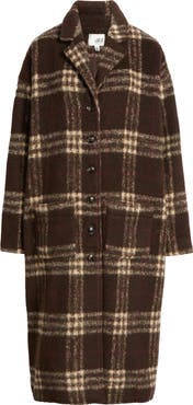 dRA Ginny Check Wool Blend Longline Coat