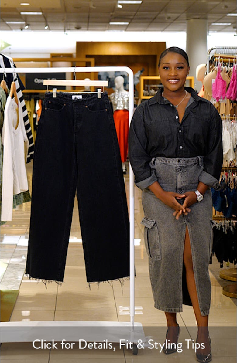 Le Distressed Nonstretch Low Rise Wide Leg Cutoff Jeans, sales video thumbnail