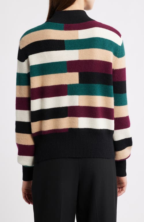 Elie Tahari Phoenix Colorblock Mock Neck Cashmere Sweater In Multi