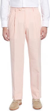 Berle Pleated Seersucker Cotton Dress Pants