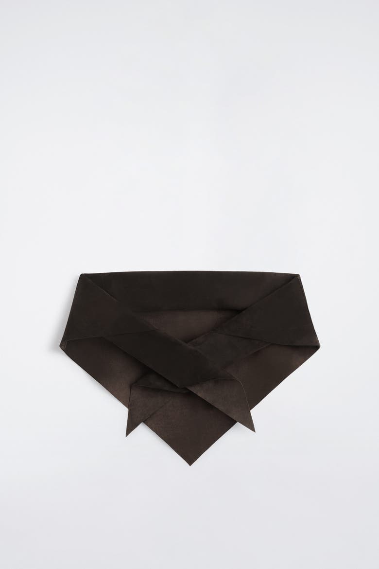 Suede Triangle Scarf, Alternate, color, DARK BROWN