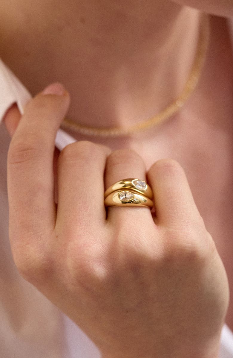 BaubleBar Reba Set of 2 Teardrop Crystal Dome Rings, Alternate, color, 