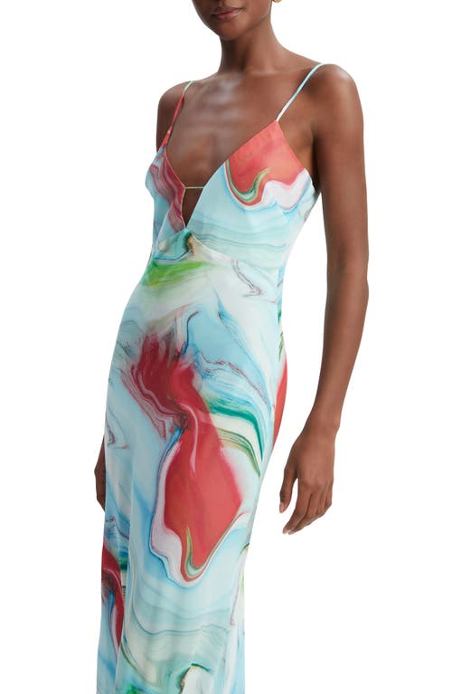 Bardot Suri Plunge Maxi Slipdress In Blue Tie Dye