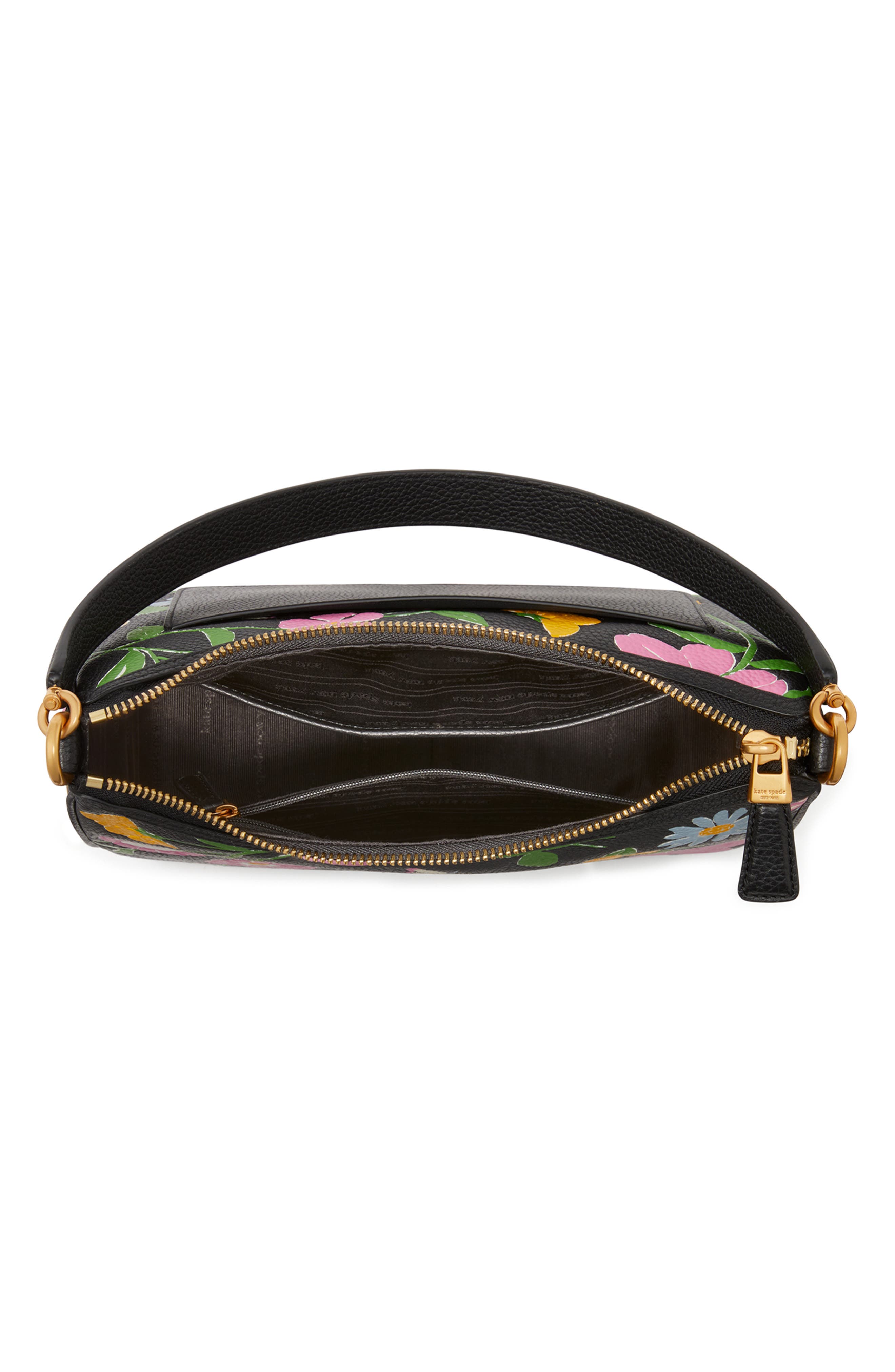 Kate Spade New York sam floral embossed pebble leather shoulder bag, Alternate, color, 