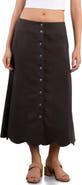 Wash Lab Denim Scallop Denim Midi Skirt