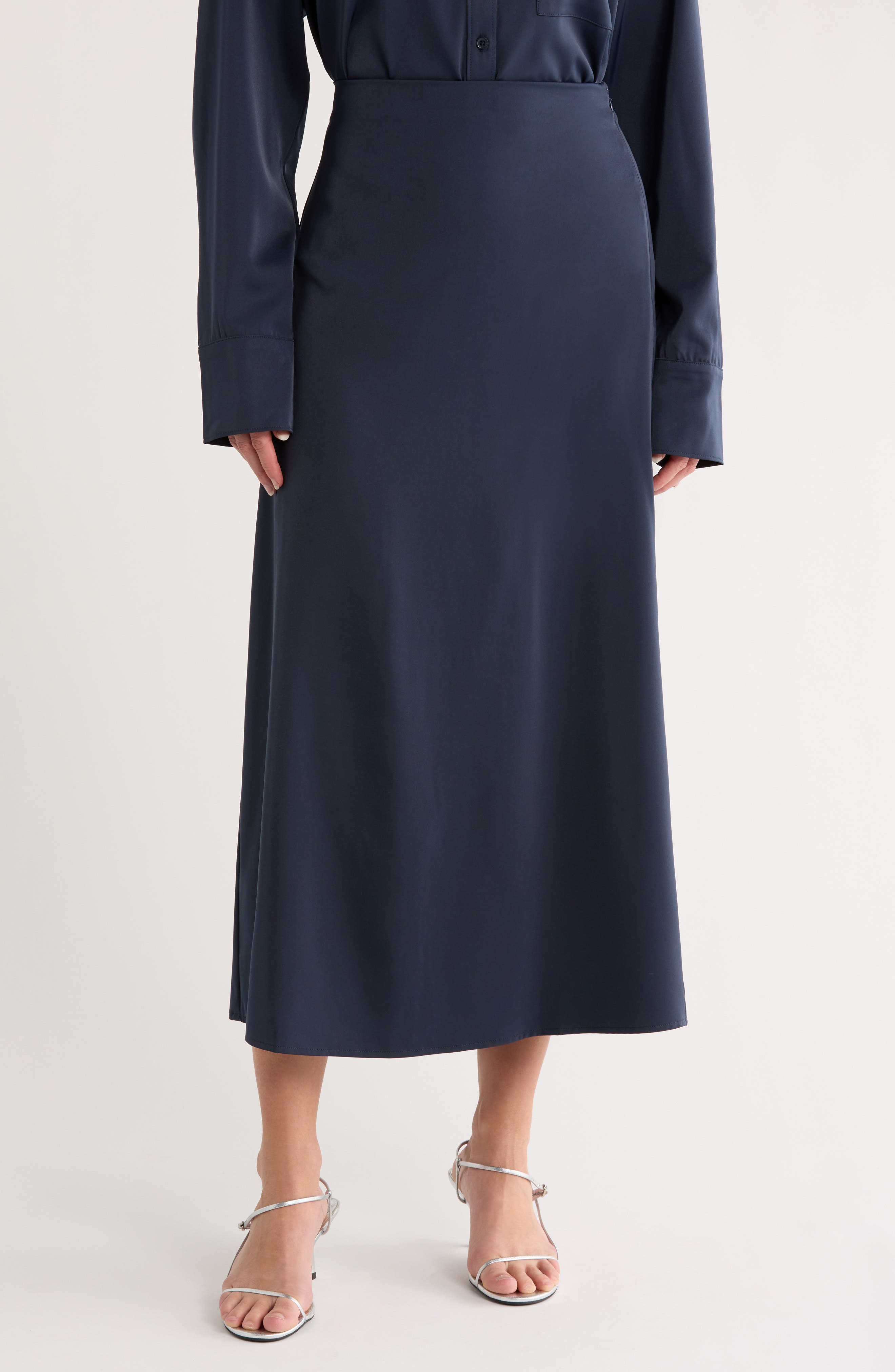 Splendid Satin Midi Skirt