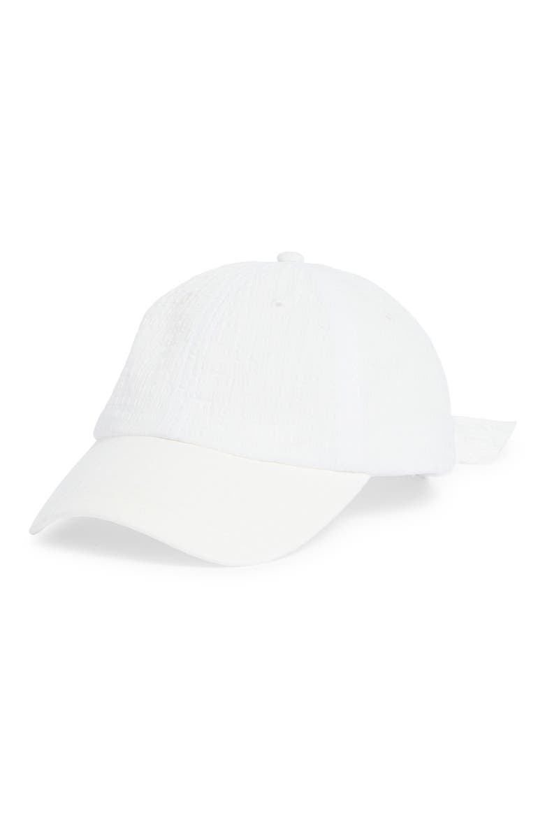 Seersucker Baseball Cap, Main, color, WHITE