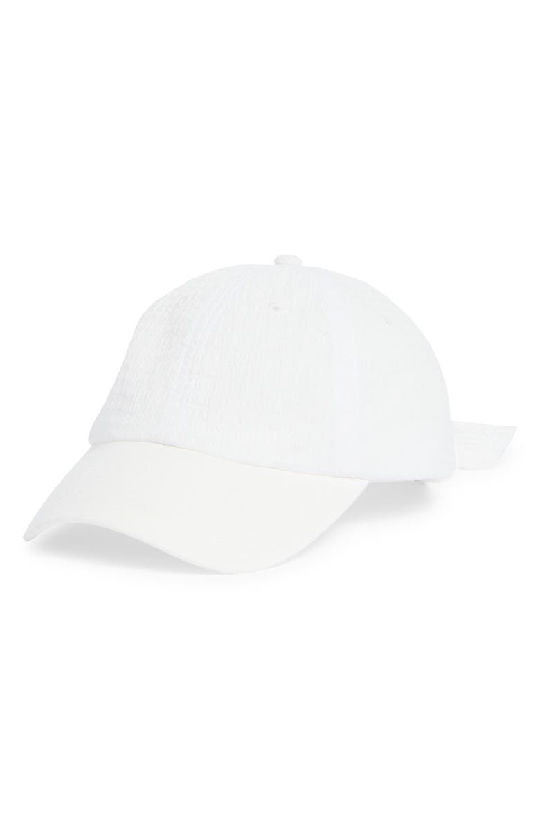 NORDSTROM RACK Seersucker Baseball Cap, Main, color, White
