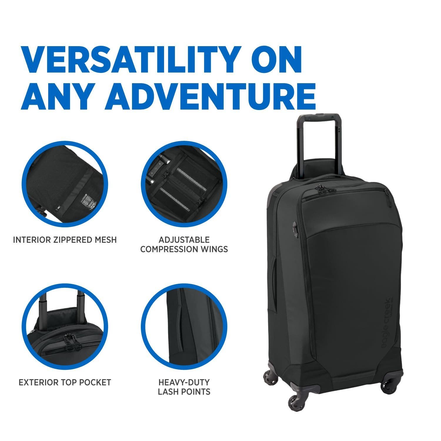 EAGLE CREEK Tarmac XE 4 Wheeled Large 28 Inch Luggage, Alternate, color, Black