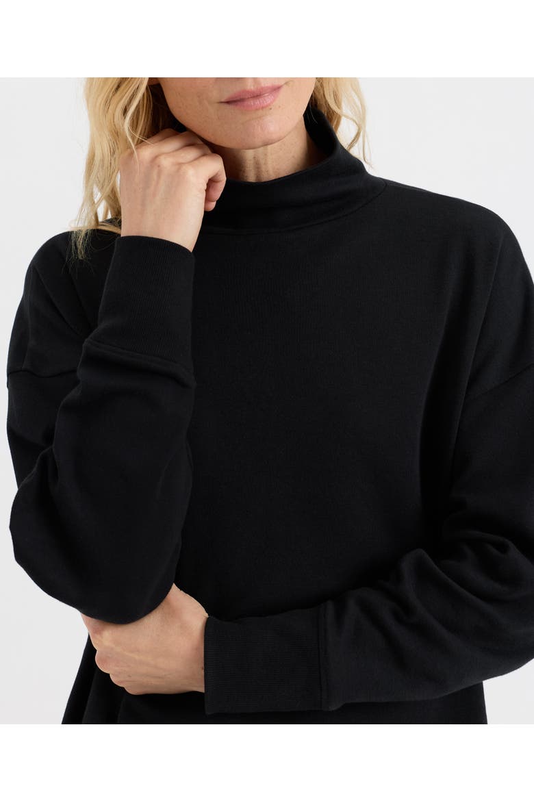 Organic Cotton Roam Funnel Neck Top, Alternate, color, Black