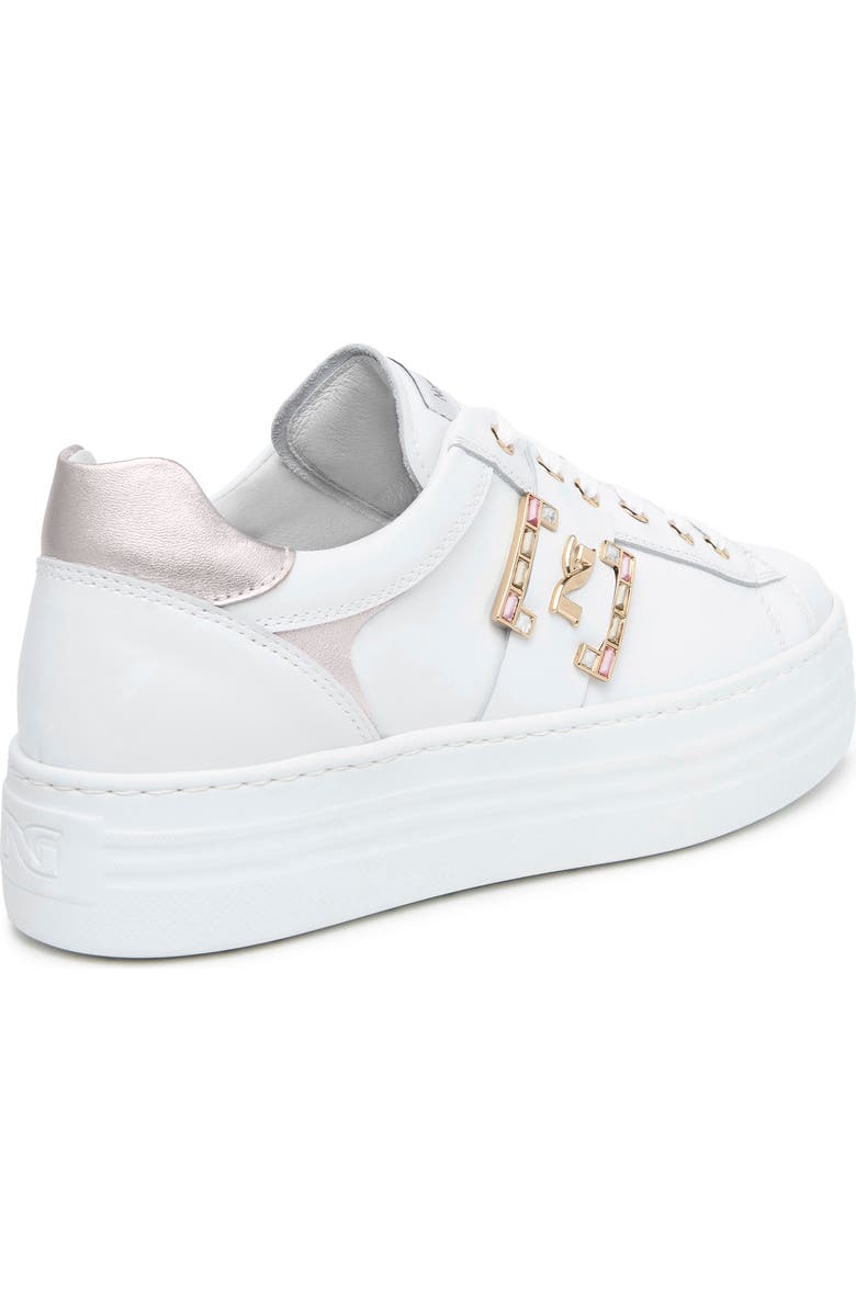NeroGiardini Jewel Logo Platform Sneaker, Alternate, color, White