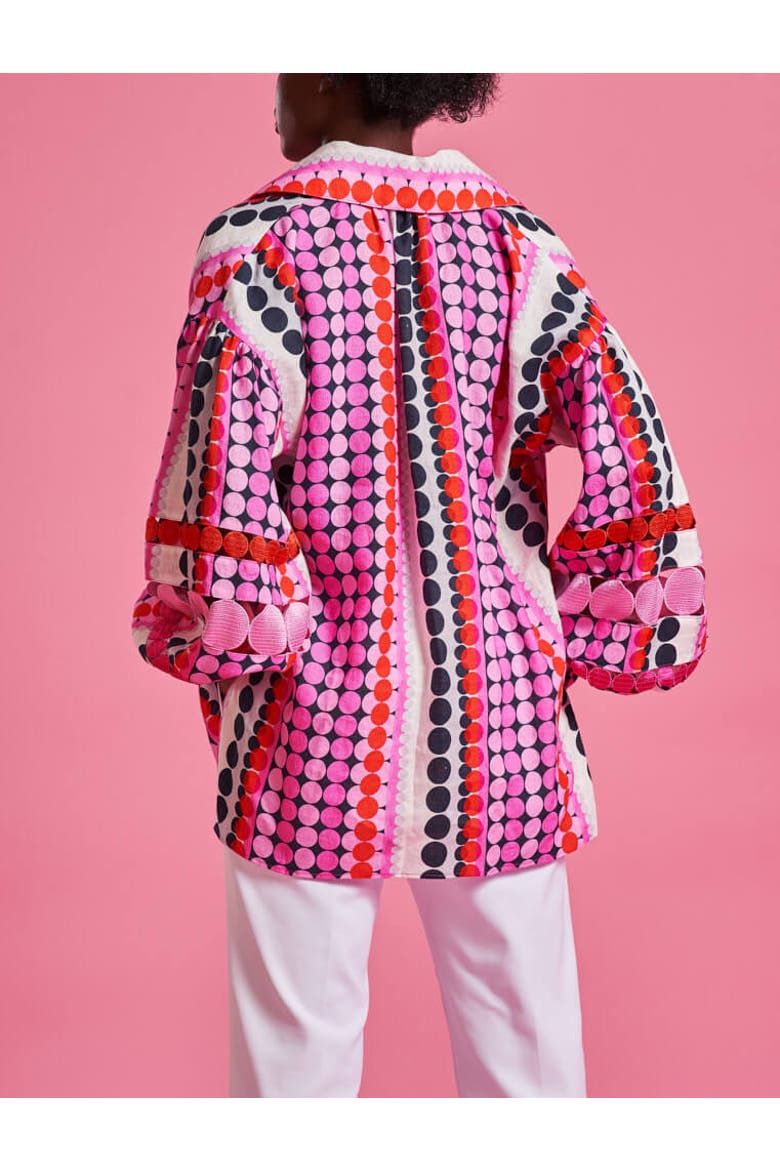 Over Sized Printed Linen Statement Blouse, Alternate, color, Multicolour