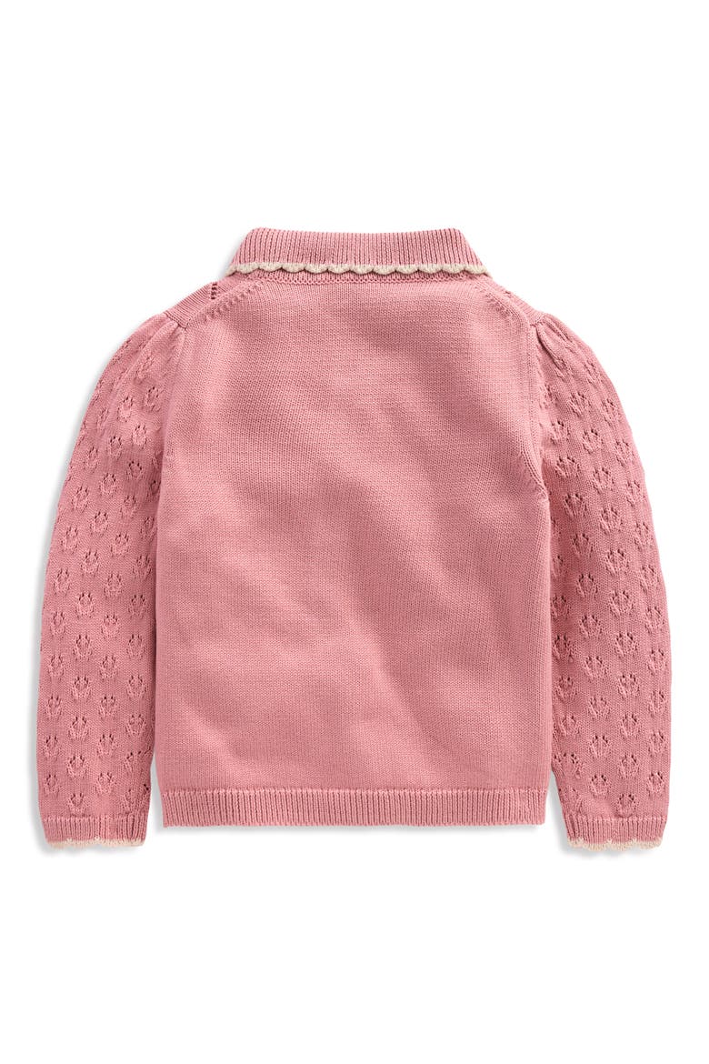 Kids' Collared Pointelle Cardigan, Alternate, color, VINTAGE PINK