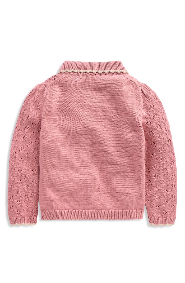 Mini Boden Kids' Collared Pointelle Cardigan, Alternate, color, Vintage Pink