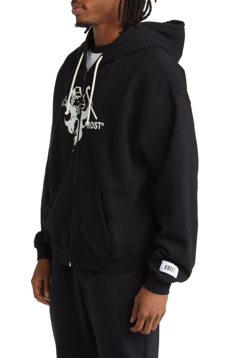KROST x Hasbro Monopoly Man Cotton Graphic Zip-Up Hoodie, Alternate, color, 