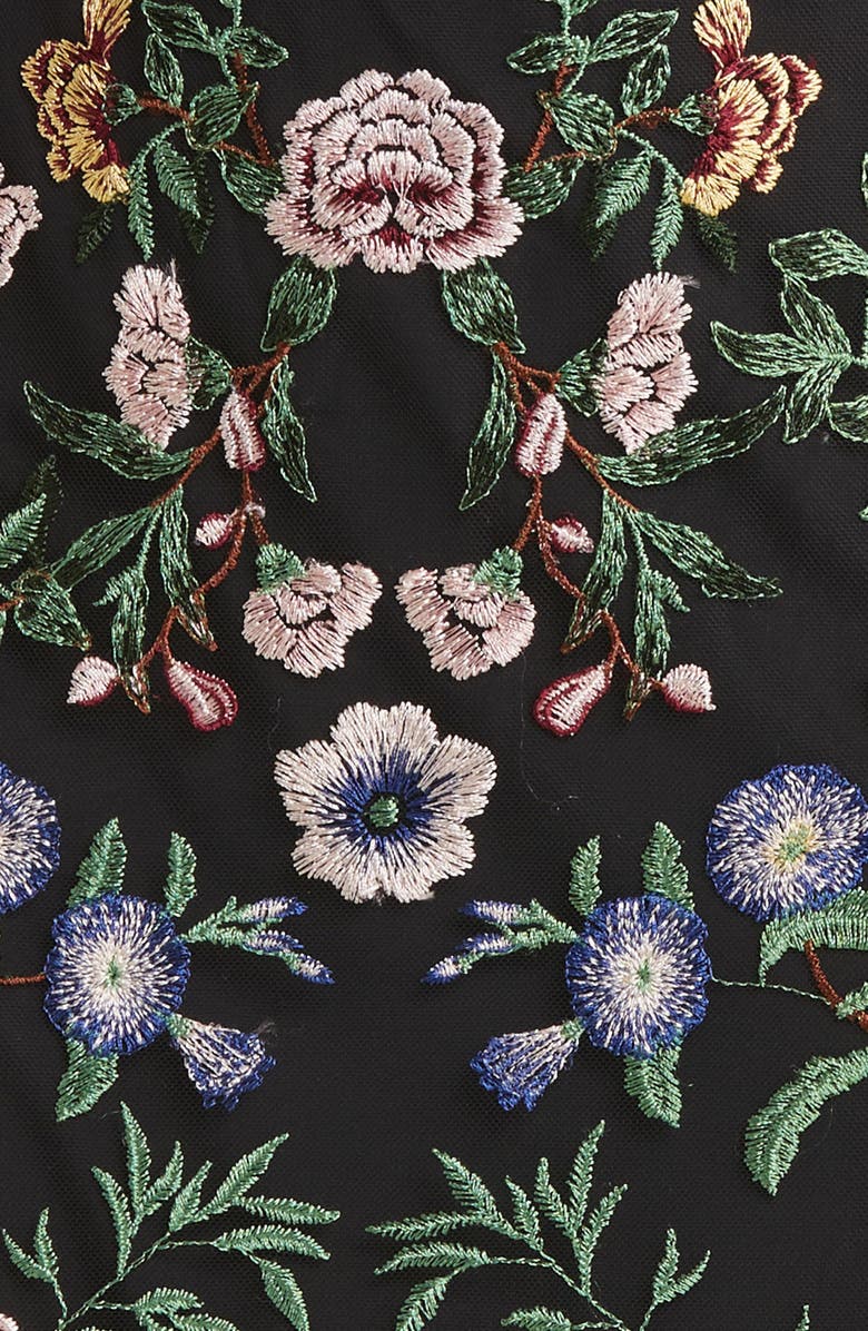 Marchesa Notte Floral Embroidered Sheath Dress, Alternate, color,