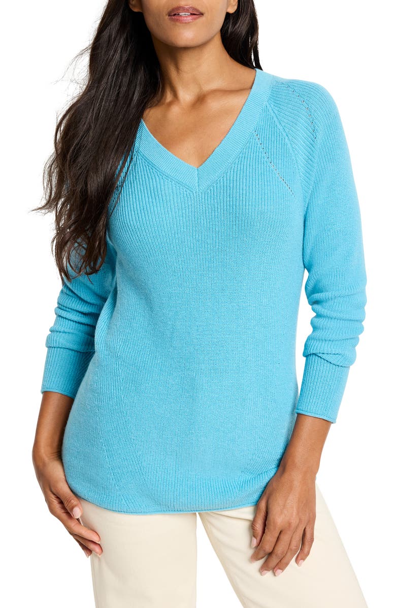 NIC+ZOE V-Neck Sweater, Main, color, Blue