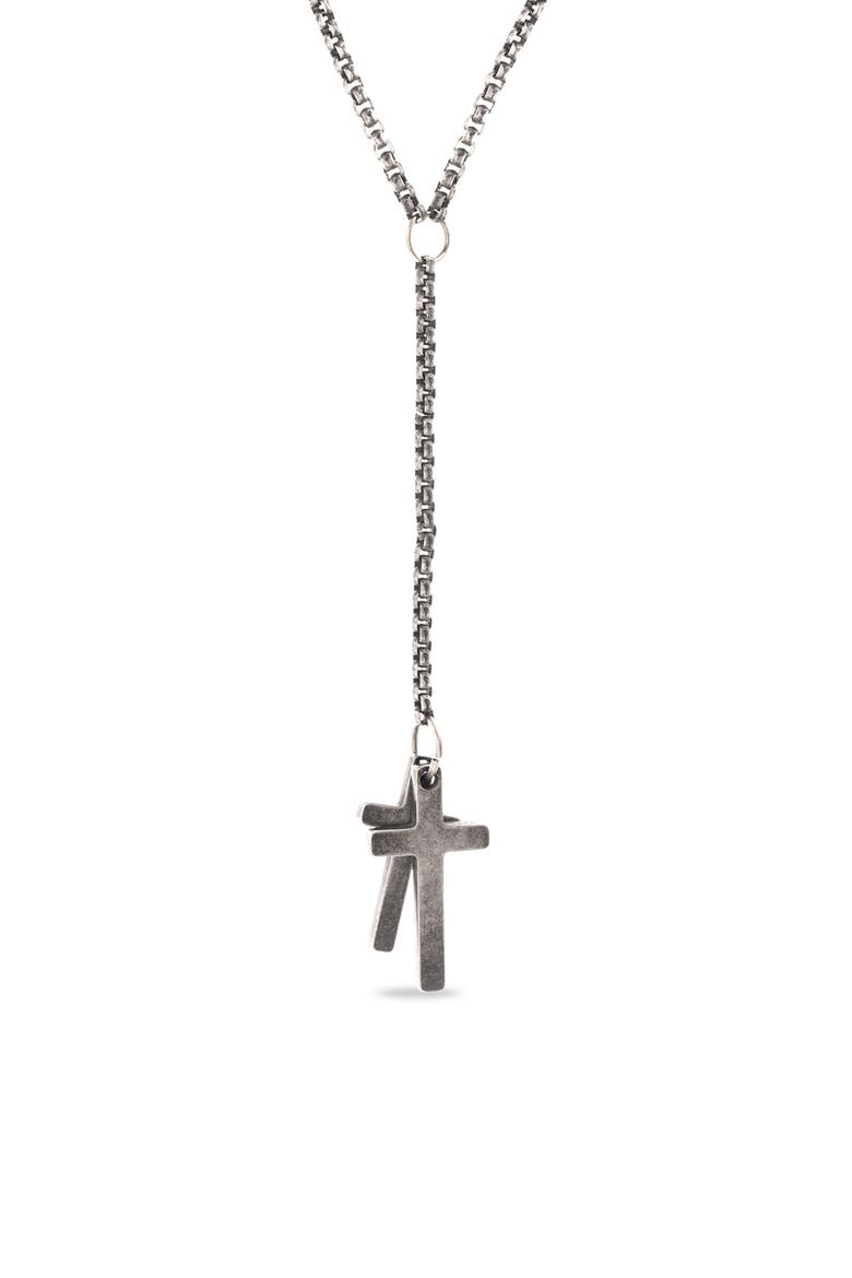 Cross Pendant Drop Necklace, Main, color, METALLIC SILVER