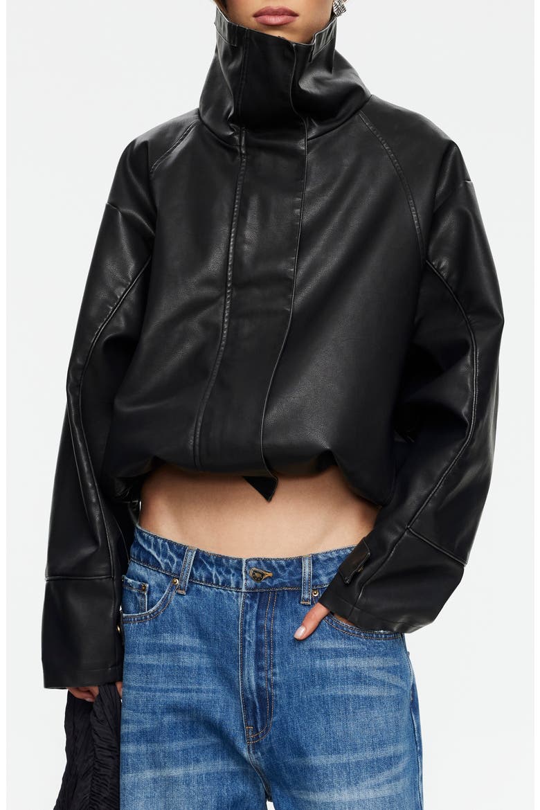 Shoreline Faux Leather Jacket, Main, color, NOIR