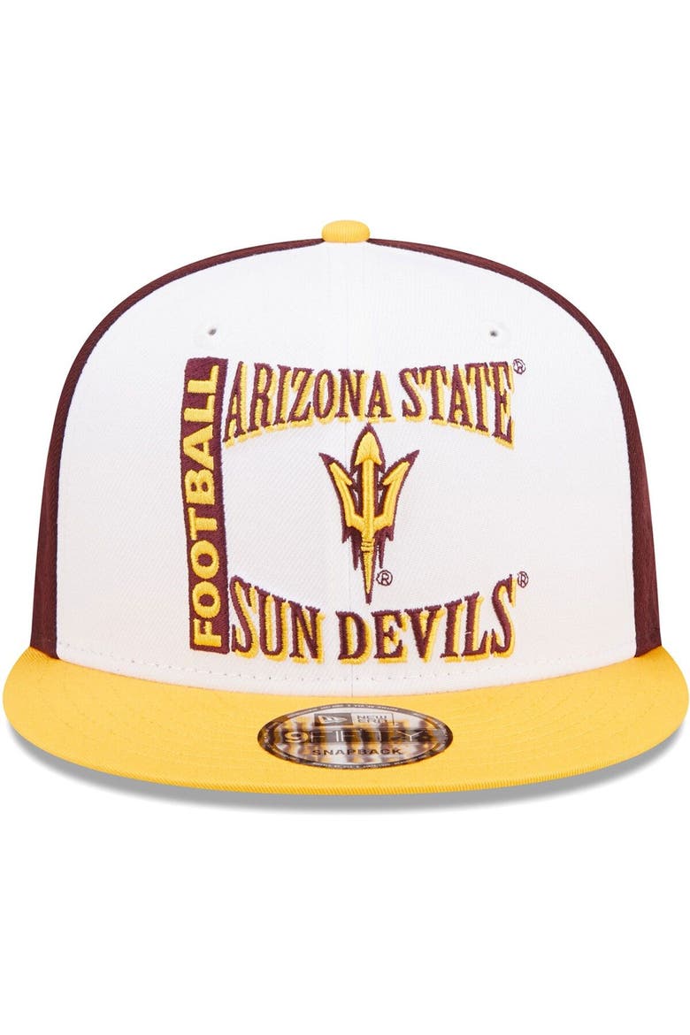 Men's New Era White/Maroon Arizona State Sun Devils Retro Sport 9FIFTY Snapback Hat, Alternate, color, Maroon