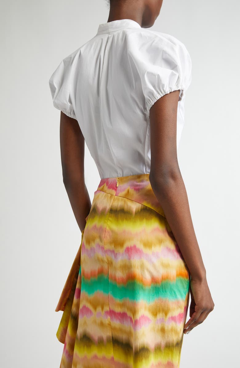 Lela Rose V-Neck Poplin Button-Up Shirt, Alternate, color, Ivory