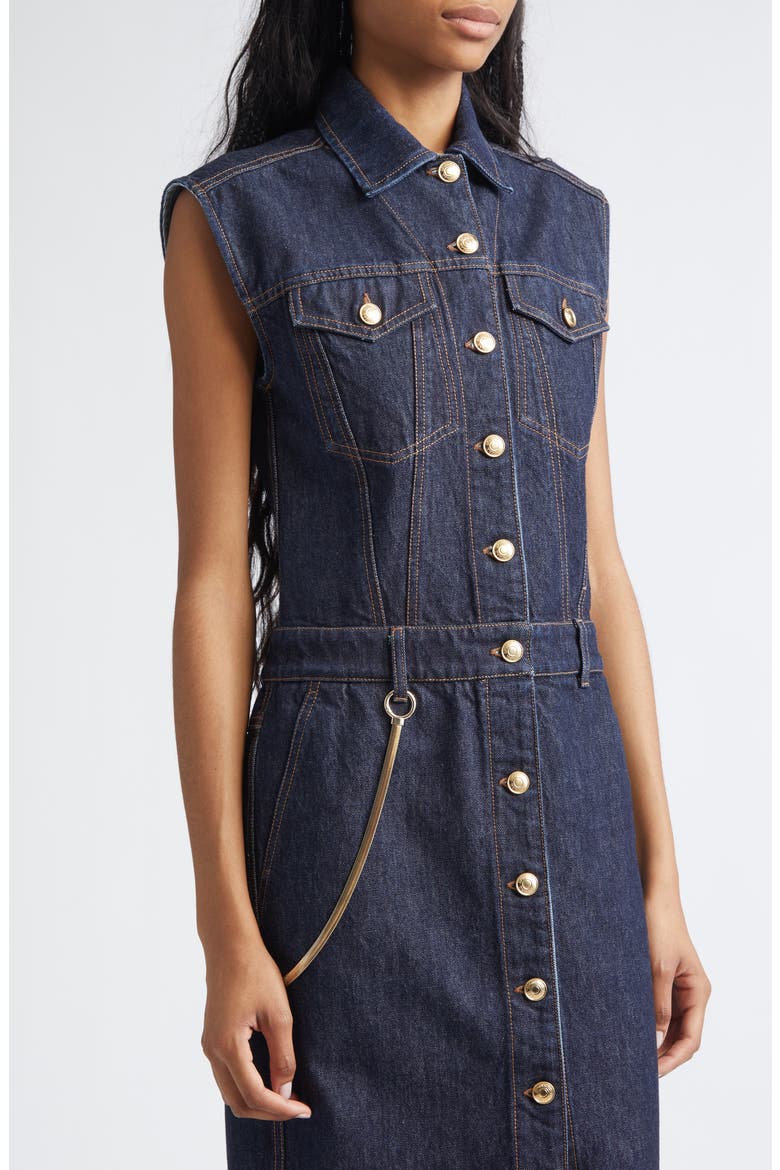 Farfalla Sleeveless Denim Utility Dress, Alternate, color, MIDNIGHT BLUE