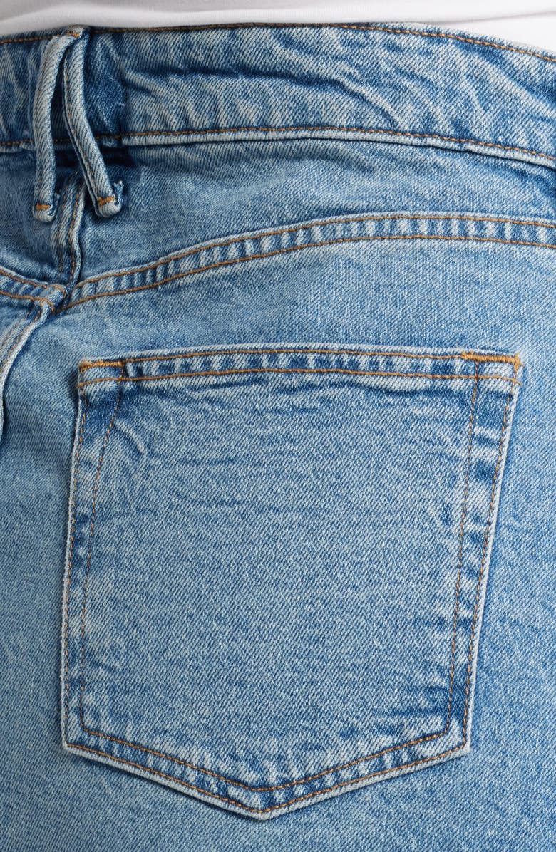 Good American Good Ease Denim Midi Skirt, Alternate, color, Indigo733