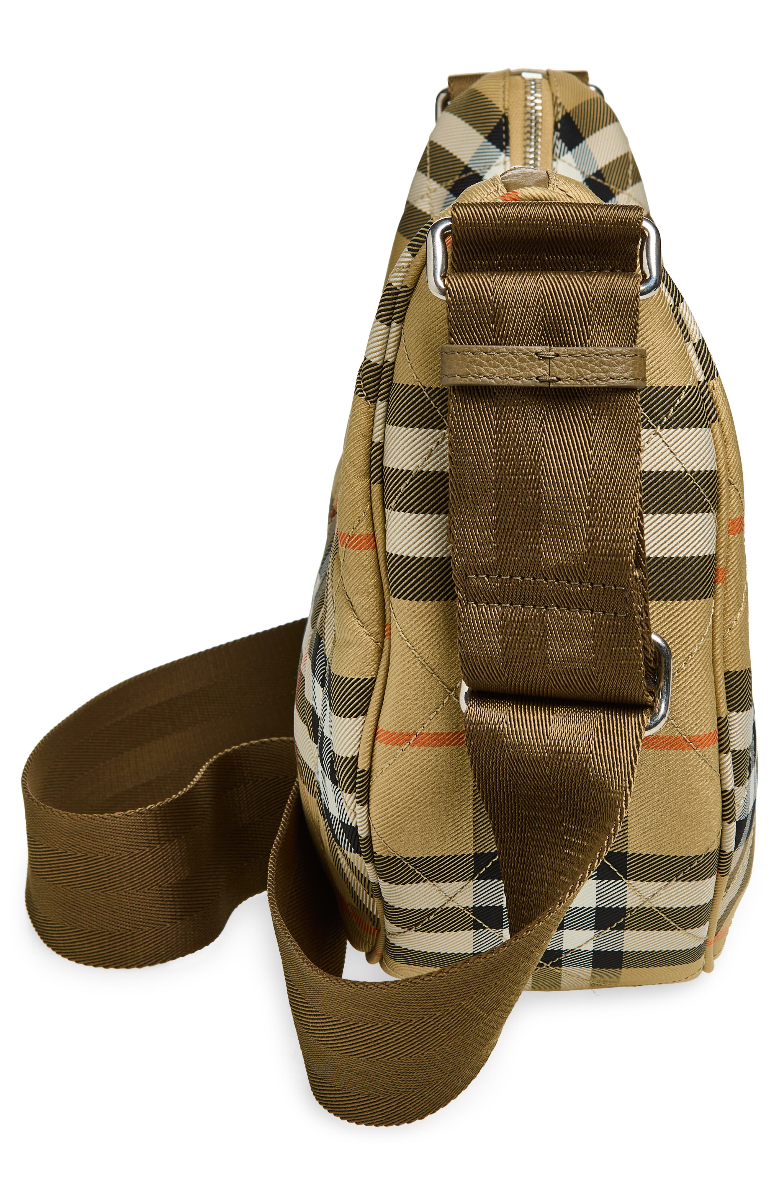 Burberry Horseshoe Quilted Twill Crossbody Bag, Alternate, color, Sand