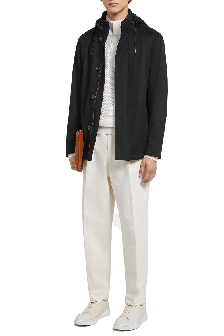 Oasi Cashmere Lite Hooded Jacket, Alternate, color, BLACK