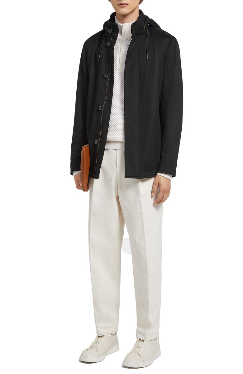ZEGNA Oasi Cashmere Lite Hooded Jacket, Alternate, color, Black