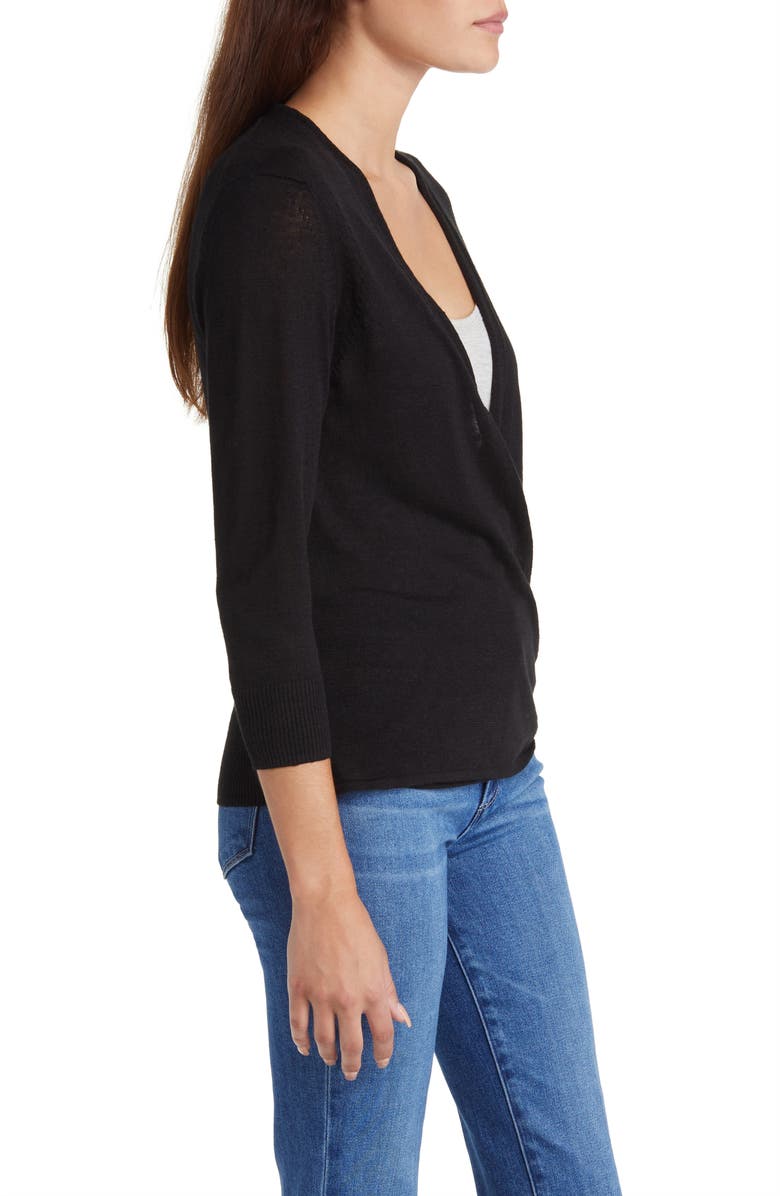 Tommy Bahama Addison Linen Blend Cardigan, Alternate, color, Black