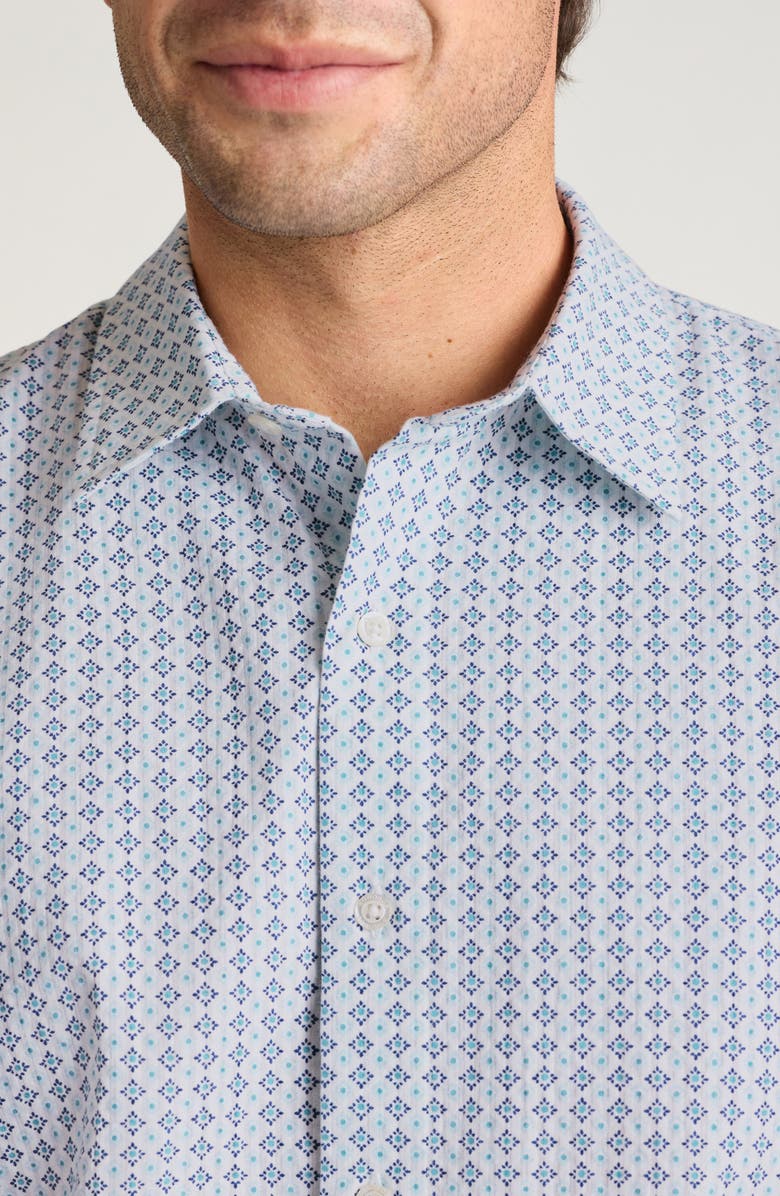 Bonobos Riviera Slim Fit Print Seersucker Short Sleeve Shirt, Alternate, color, White Tile Seersucker