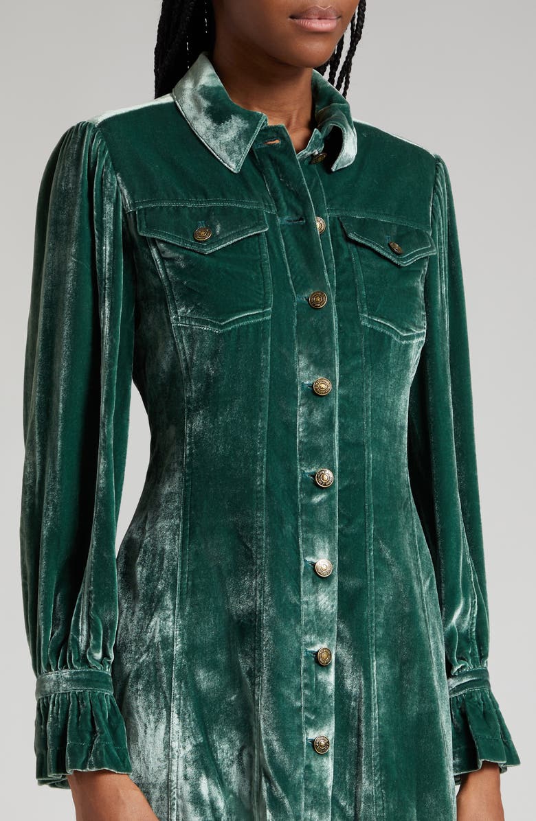Cinq à Sept Dillon Long Sleeve Velvet Shirtdress, Alternate, color, 