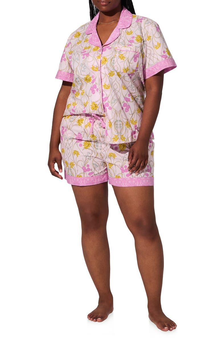 BedHead Pajamas Floral Print Organic Cotton Poplin Short Pajamas, Alternate, color, Fleur Nouveau