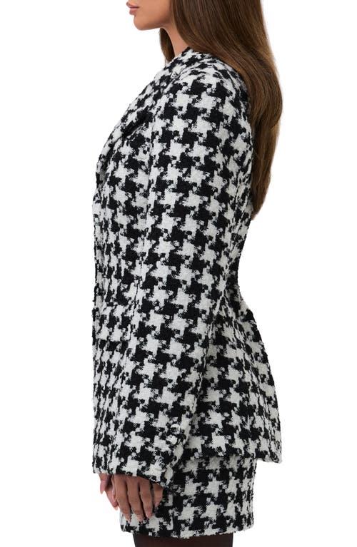 Naked Wardrobe Houndstooth Check Tweed Blazer In Black