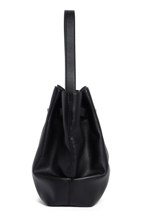Clara Lock Accent Faux Leather Bucket Shoulder Bag