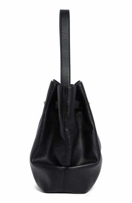 Clara Lock Accent Faux Leather Bucket Shoulder Bag