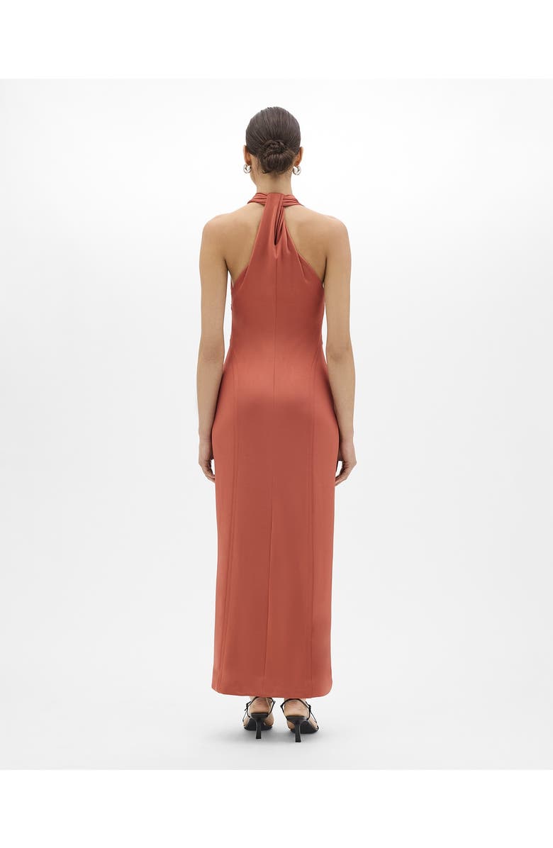 Another Tomorrow Gathered Halter Dress, Alternate, color, Persimmon