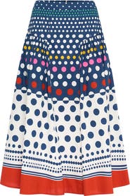 Maison Common Long Printed Cotton Skirt