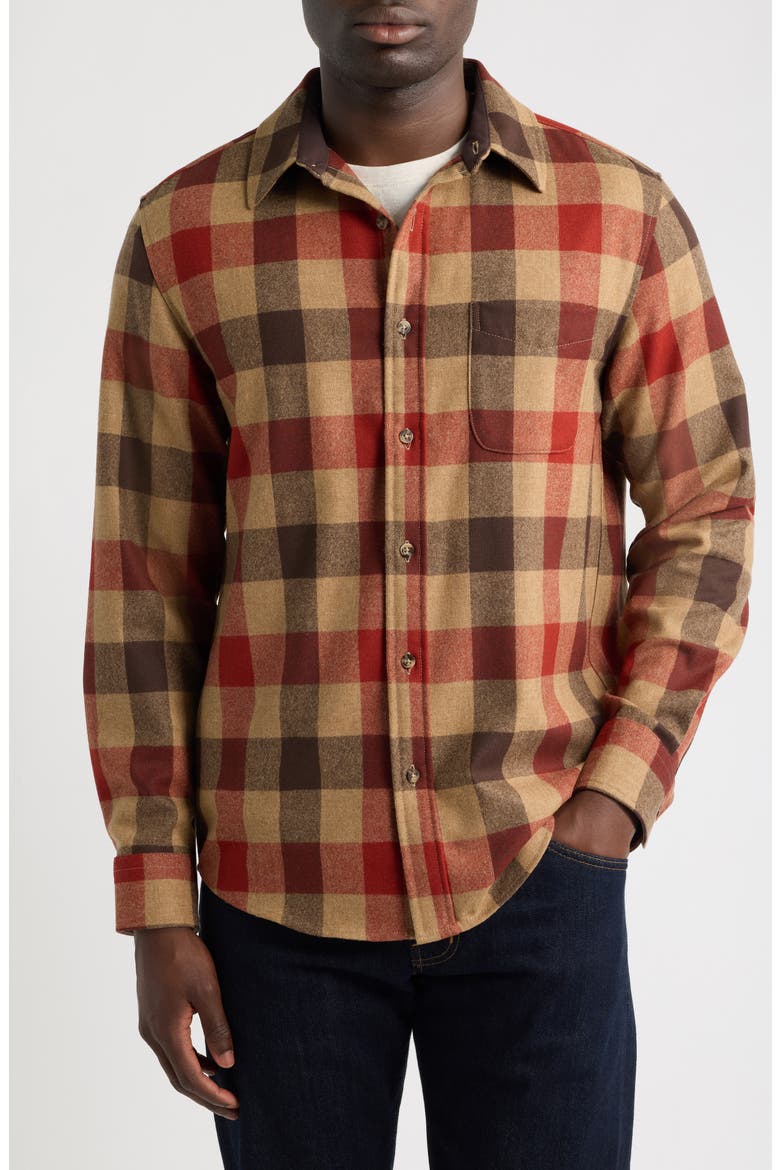 Lodge Plaid Wool Button Up Shirt, Alternate, color, RED MULTI CHECK