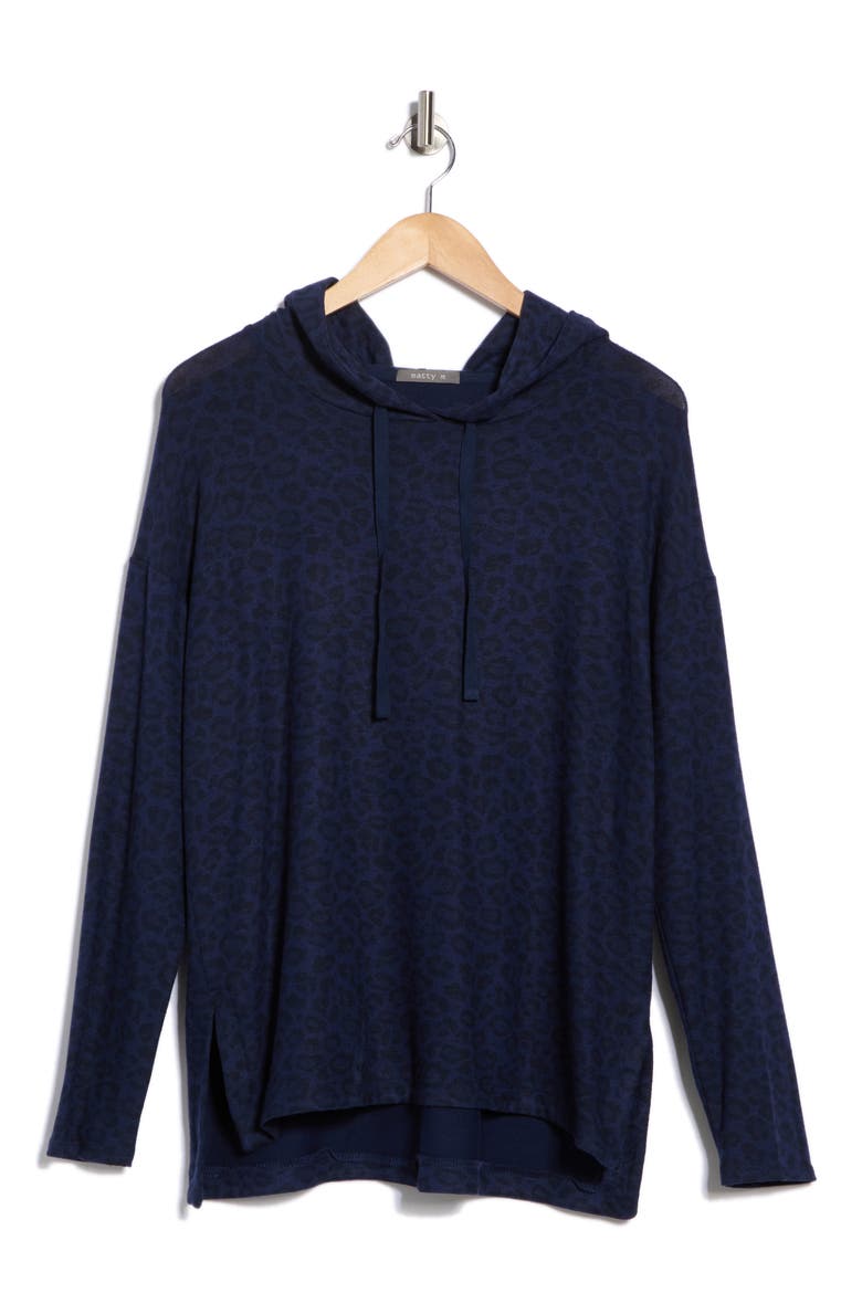 High-Low Hem Hoodie, Alternate, color, NAVY
