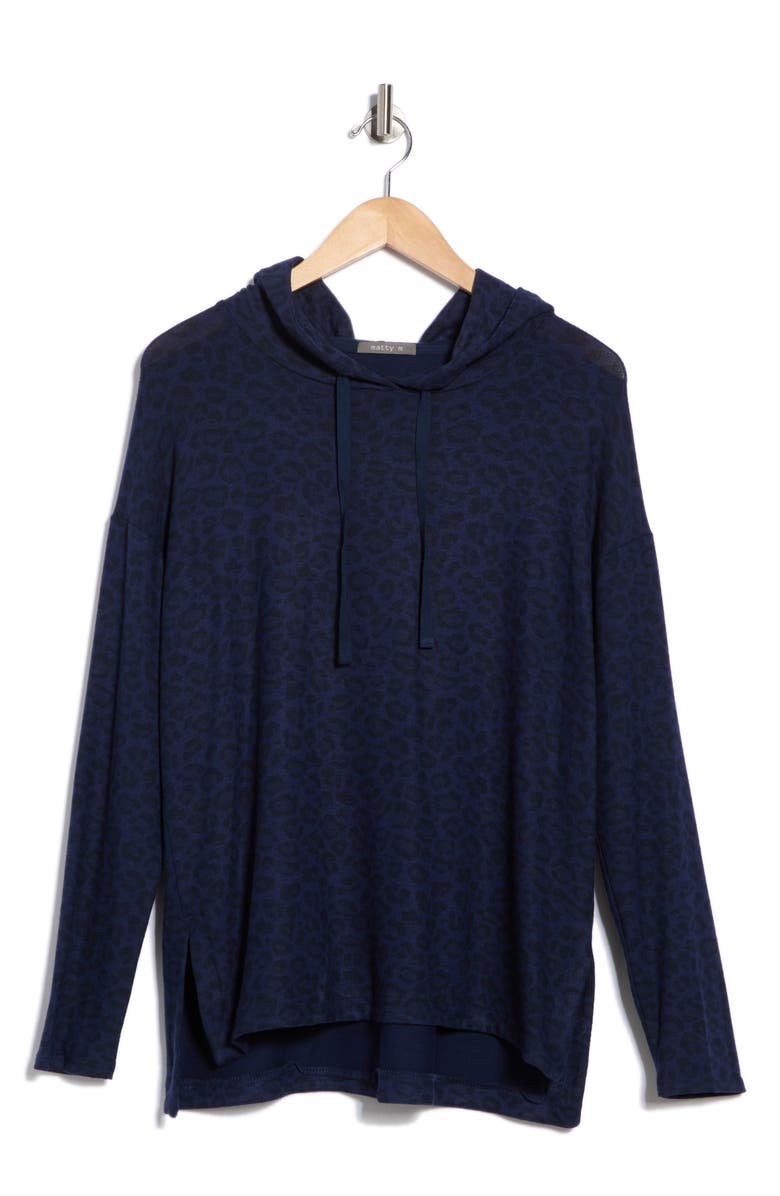 matty m. High-Low Hem Hoodie, Alternate, color, Navy