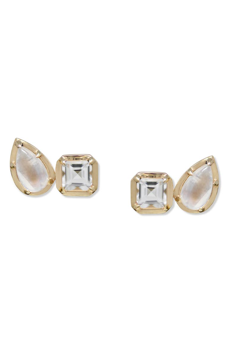 Anzie Mélia Toi et Moi Stud Earrings, Main, color, Yellow Gold