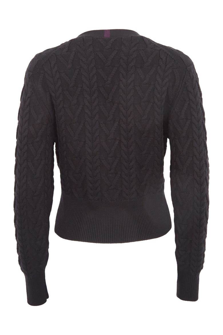 Samantha Cashmere Blend Cable Knit Cardigan Sweater, Alternate, color, Black